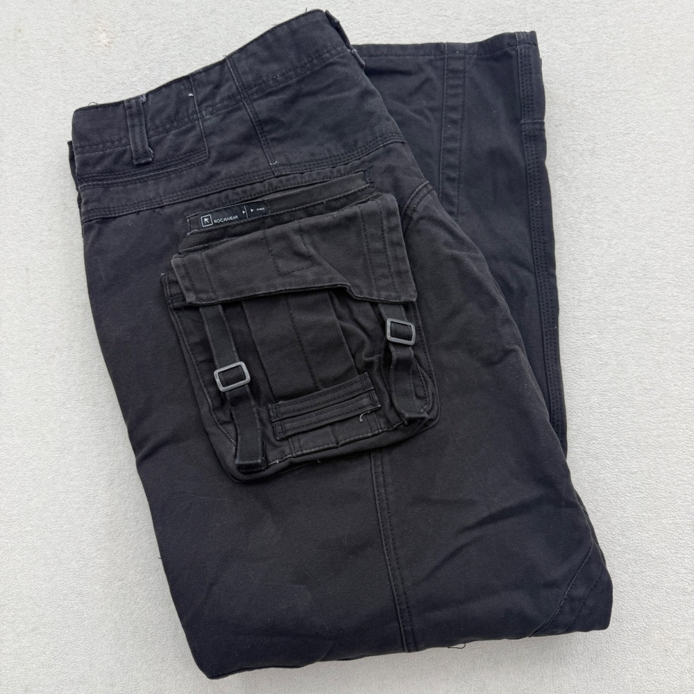 Rocawear Cargo Pants Mens 42 Black Original Fit Tactical Utility Streetwear